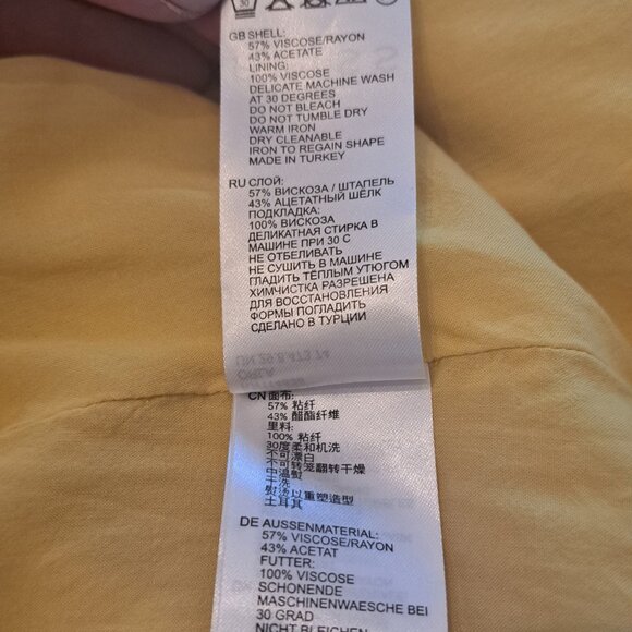 REISS Orla Butter Yellow Halter Midi Dress Crossover Neck Keyhole US Size 8 - Picture 10 of 16